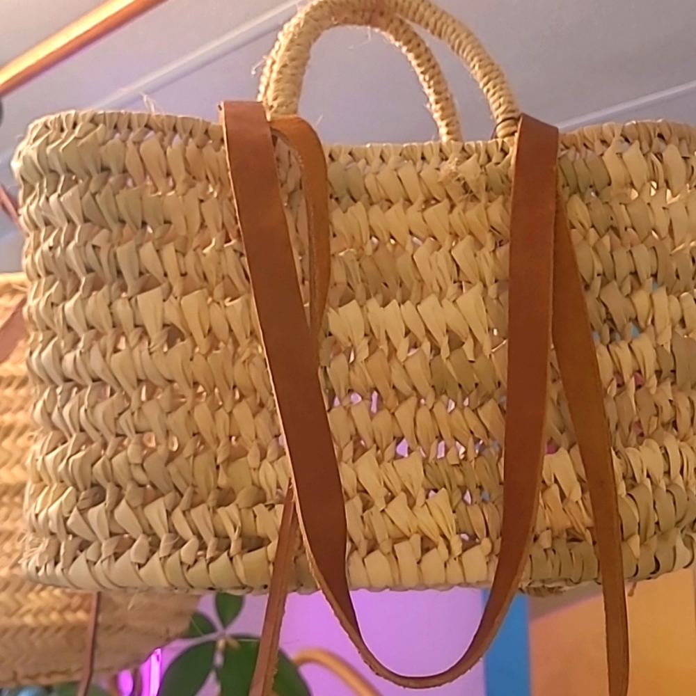 Openweave Palm Bag Sisal & Leather handles
